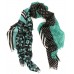 Geo and Floral Paneled Print Emerald Green, Black and Turquoise Scarf